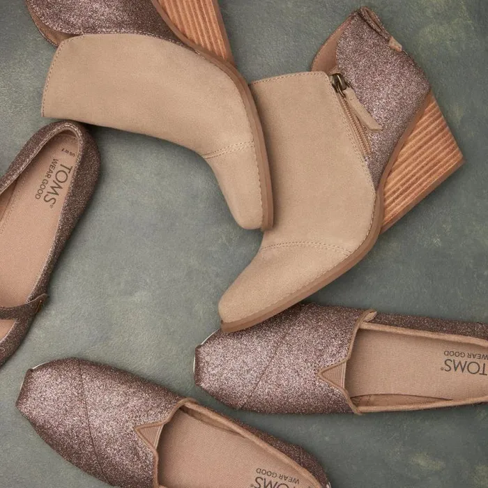 Toms Boots and Booties Goldie Wedge Boot Dune Suede With Rainbow Glitter 8211 Women Toms Boots and Booties Goldie Wedge Boot Dune Suede With Rainbow Glitter 8211 Women