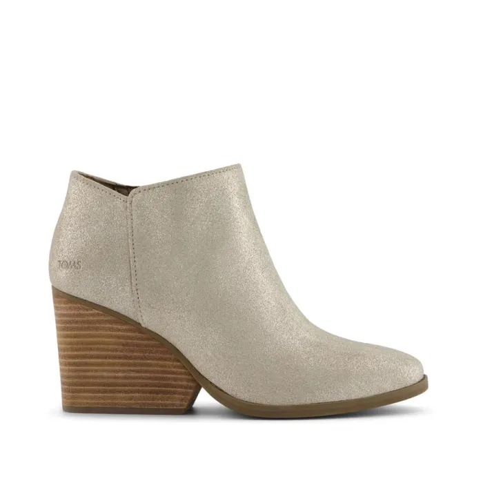 Toms Boots and Booties Hadley Heeled Boot Champagne Metallic Suede 8211 Women