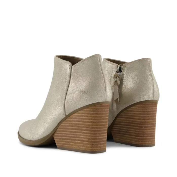 Toms Boots and Booties Hadley Heeled Boot Champagne Metallic Suede 8211 Women Toms Boots and Booties Hadley Heeled Boot Champagne Metallic Suede 8211 Women