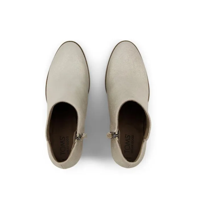 Toms Boots and Booties Hadley Heeled Boot Champagne Metallic Suede 8211 Women Toms Boots and Booties Hadley Heeled Boot Champagne Metallic Suede 8211 Women