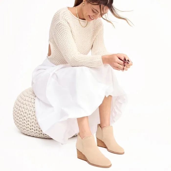 Toms Boots and Booties Kaia Wedge Ankle Boot Suede Natural 8211 Women Toms Boots and Booties Kaia Wedge Ankle Boot Suede Natural 8211 Women