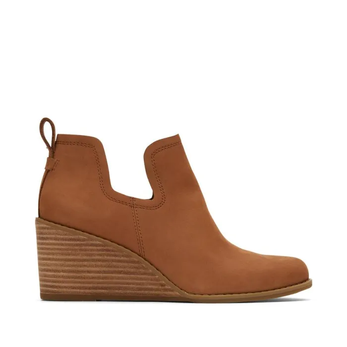 Toms Boots and Booties Kallie Wedge Boot Leather Tan 8211 Women