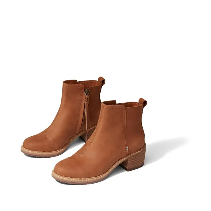 Toms Boots and Booties Marina Heeled Boot Tan Leather 8211 Women