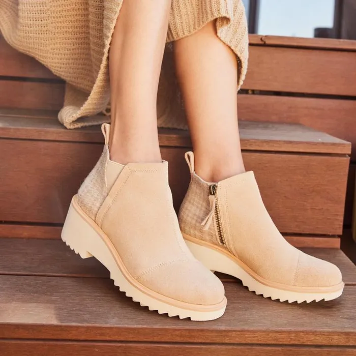 Toms Boots and Booties Maude Wedge Boot Natural Suede Cozy Plaid 8211 Women Toms Boots and Booties Maude Wedge Boot Natural Suede Cozy Plaid 8211 Women