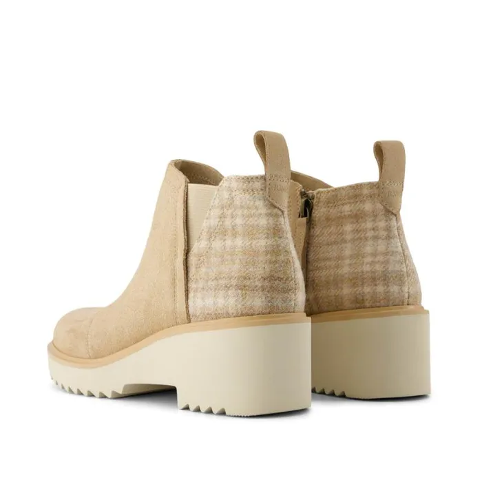 Toms Boots and Booties Maude Wedge Boot Natural Suede Cozy Plaid 8211 Women Toms Boots and Booties Maude Wedge Boot Natural Suede Cozy Plaid 8211 Women