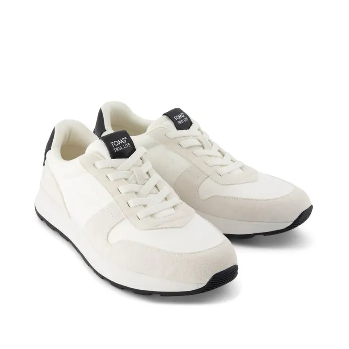 Toms Slip Ons TRVL LITE Retro Runner Sneaker Water Repellent White Suede 8211 Men