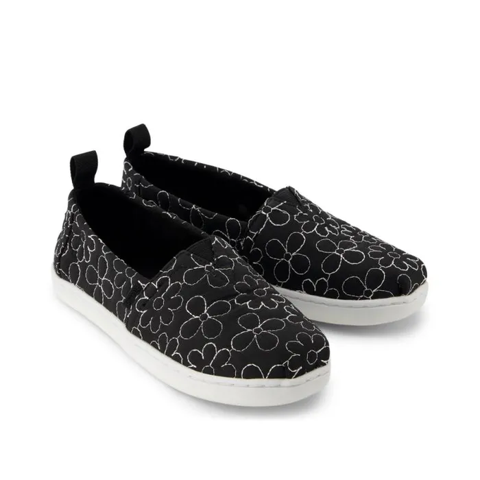 Toms TOMS Classics Alpargata Kids Shoe Black Quilted Daisy 8211 KidsWomen