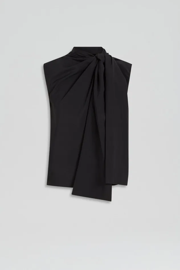 Tops Scanlan Theodore Women SILK CRAVAT TANK NAVY Tops Scanlan Theodore Women SILK CRAVAT TANK NAVY