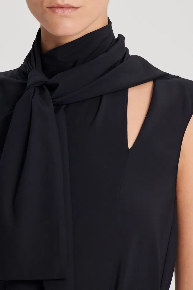 Tops Scanlan Theodore Women SILK CRAVAT TANK NAVY Tops Scanlan Theodore Women SILK CRAVAT TANK NAVY