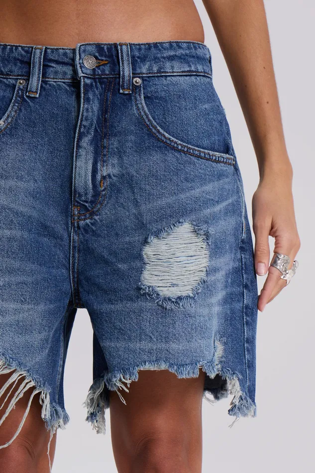 Tops Shop Mid Blue Revenge Jorts 8211 Jaded London Women