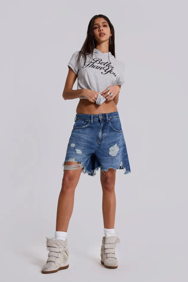 Tops Shop Mid Blue Revenge Jorts 8211 Jaded London Women