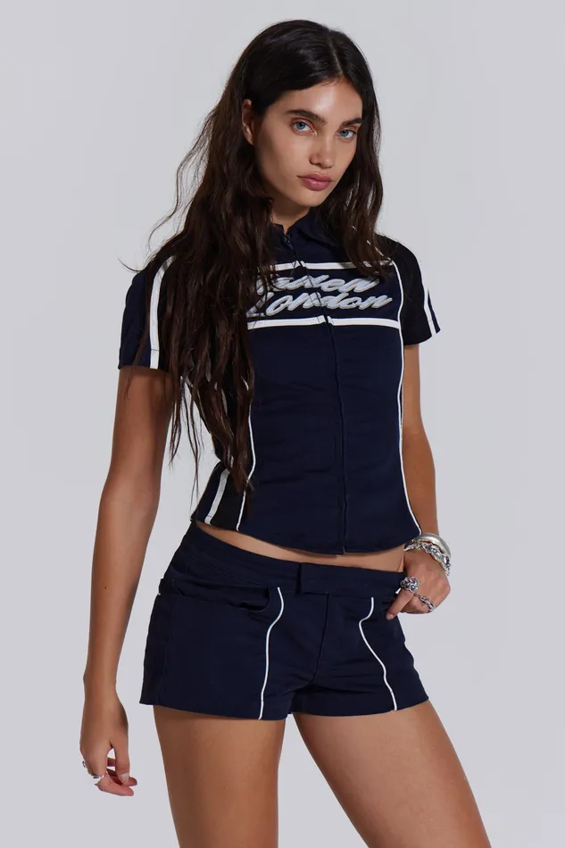 Tops Shop Racer Team Shirt in Navy 8211 Jaded London Women