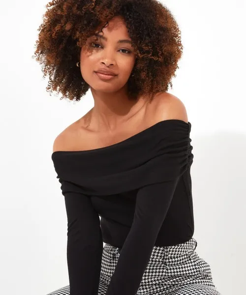 Tops Tunics and Blouses Bardot Jersey Top BlackOrange 8211 Joebrowns Apparel Tops Tunics and Blouses Bardot Jersey Top BlackOrange 8211 Joebrowns Apparel