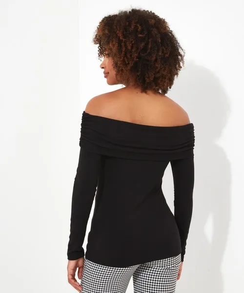 Tops Tunics and Blouses Bardot Jersey Top BlackOrange 8211 Joebrowns Apparel Tops Tunics and Blouses Bardot Jersey Top BlackOrange 8211 Joebrowns Apparel