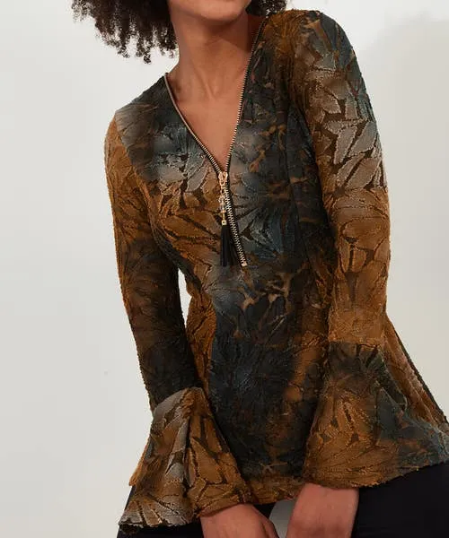 Tops Tunics and Blouses Connie Zip Top Brown Joebrowns Apparel Tops Tunics and Blouses Connie Zip Top Brown Joebrowns Apparel