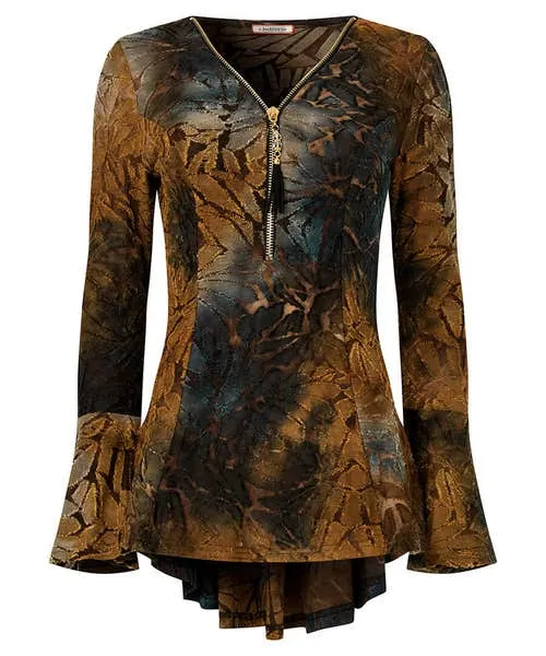 Tops Tunics and Blouses Connie Zip Top Brown Joebrowns Apparel Tops Tunics and Blouses Connie Zip Top Brown Joebrowns Apparel