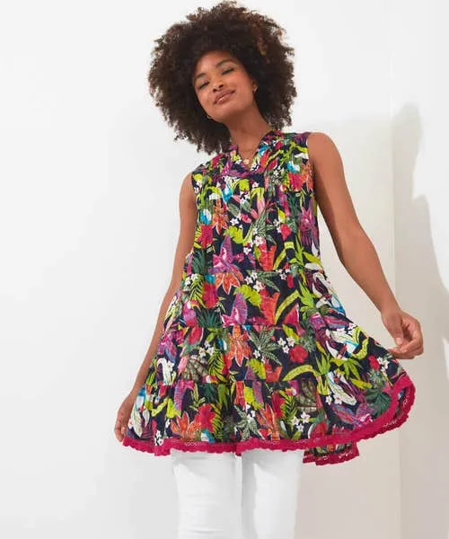 Tops Tunics and Blouses Joebrowns Apparel Truly Tropical Cotton Tunic Multi