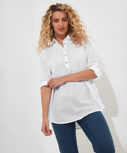 Tops Tunics and Blouses Simon8217s Summer Longline Blouse White Joebrowns Apparel