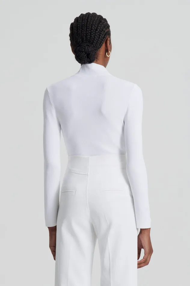Tops Women CREPE KNIT BUTTON POLO SWEATER WHITE Scanlan Theodore