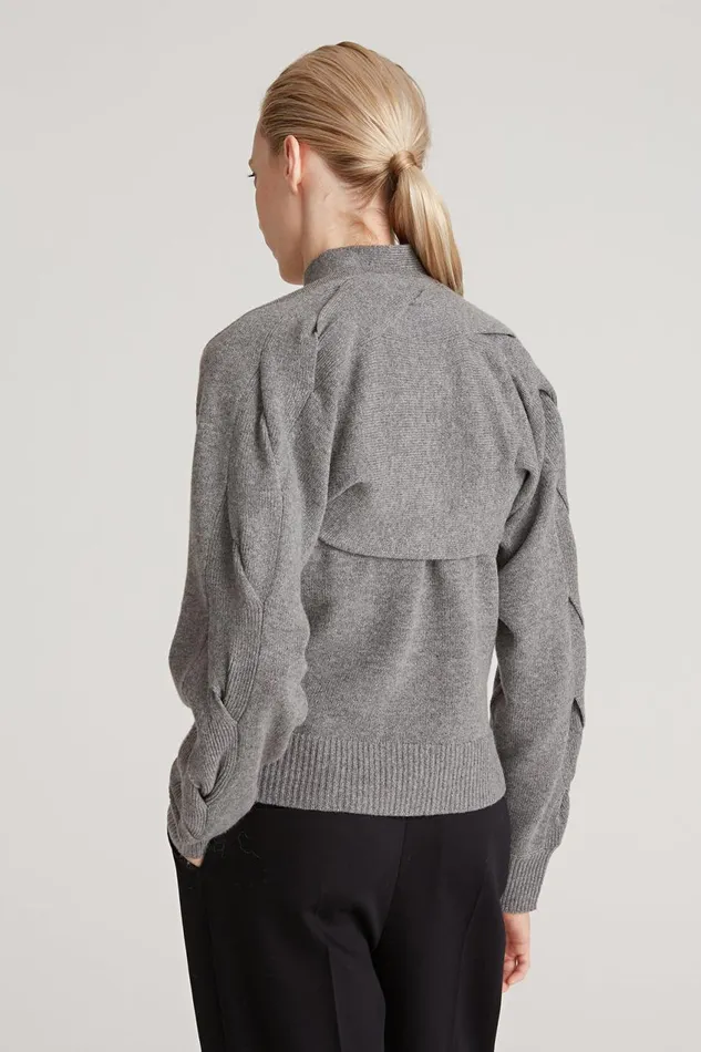 Tops Women Halston Auden Wool Cash Cable Shrug Medium Heather Grey