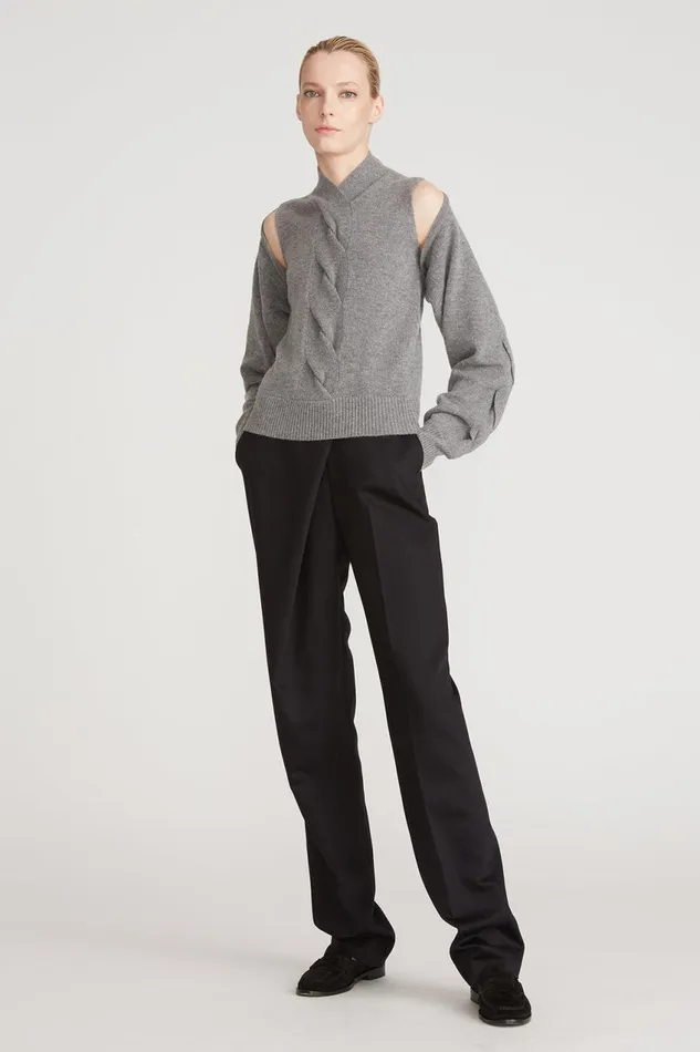 Tops Women Halston Auden Wool Cash Cable Shrug Medium Heather Grey