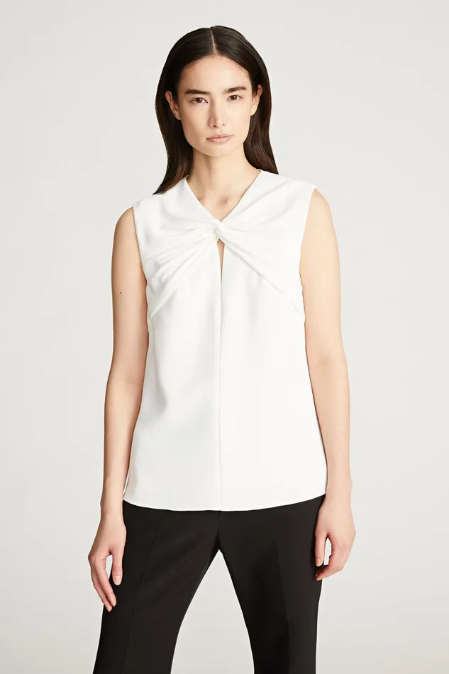 Tops Women Halston Faren Top In Fluid Crepe Chalk
