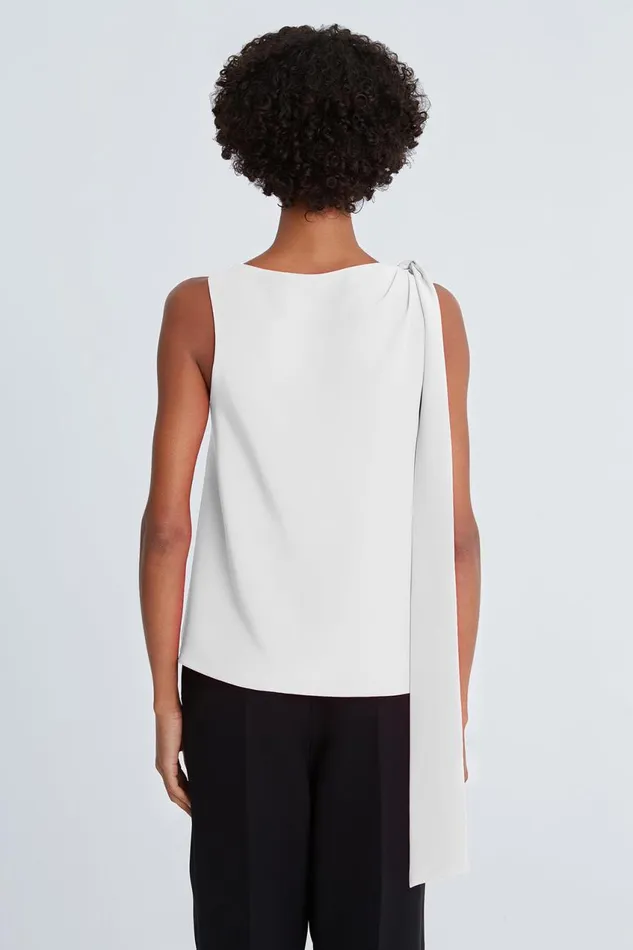 Tops Women Halston Iliana Crepe Draped Top Chalk