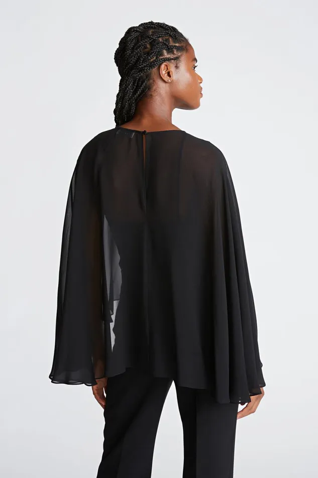 Tops Women Halston Lilly Top In ChiffonJersey Black