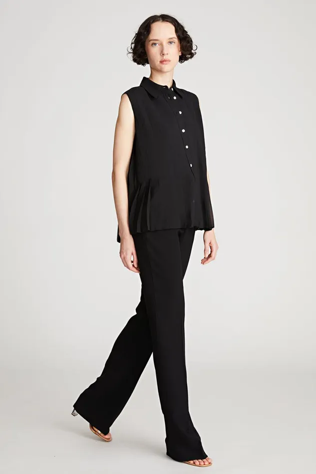 Tops Women Halston Zerena Top In Pleated Cdc Black