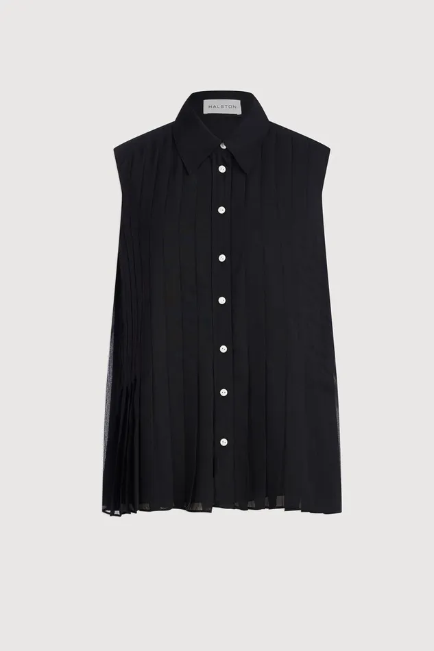 Tops Women Halston Zerena Top In Pleated Cdc Black