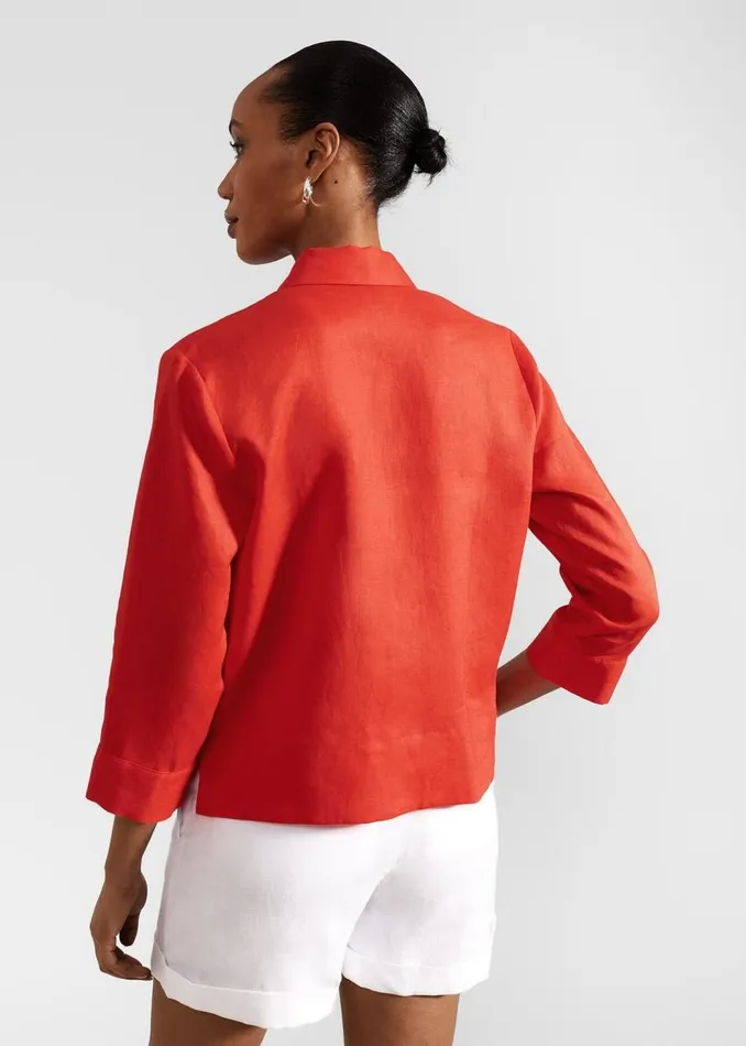 Tops Women HOBBS Nita Linen Shirt Scarlet Red