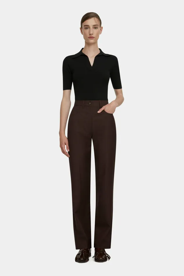 Trousers Emilia Wickstead Women Brinkley Trousers in Brown Merino Wool