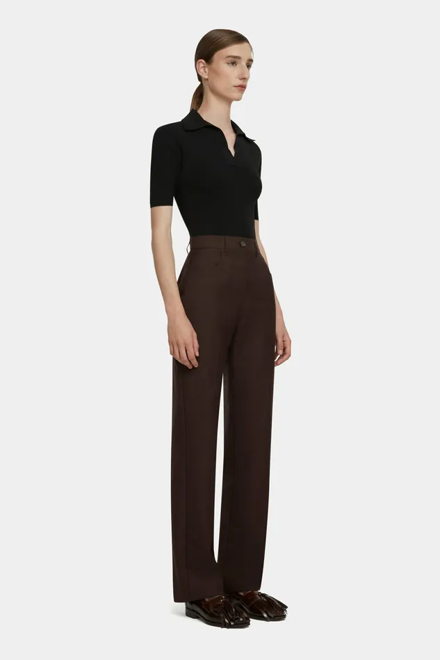 Trousers Emilia Wickstead Women Brinkley Trousers in Brown Merino Wool