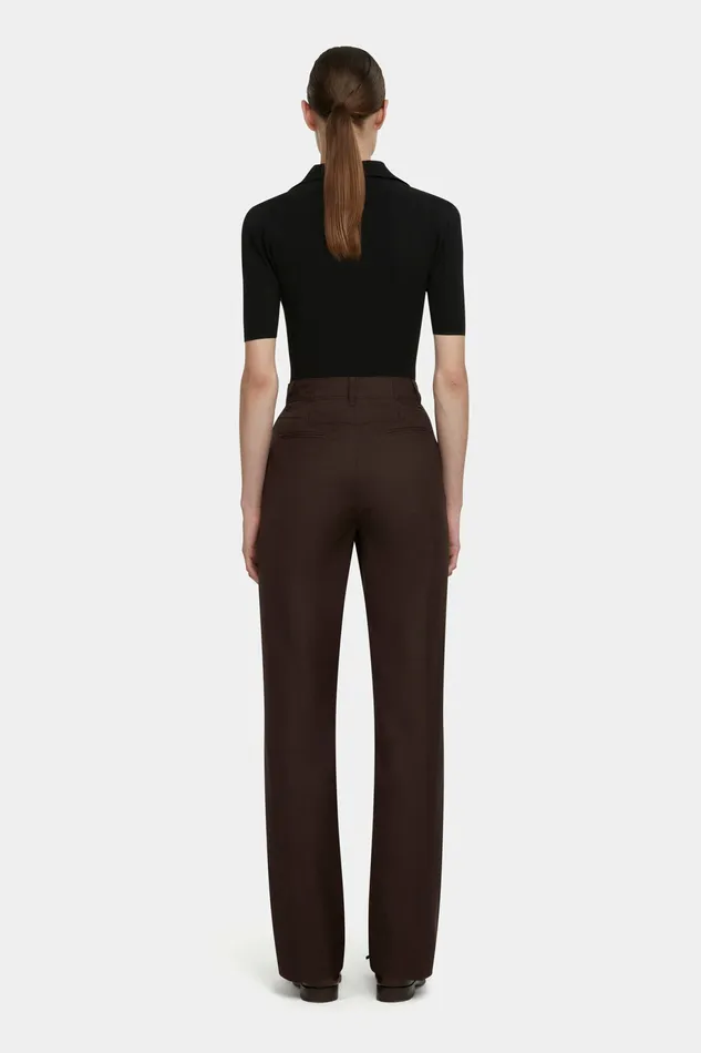 Trousers Emilia Wickstead Women Brinkley Trousers in Brown Merino Wool