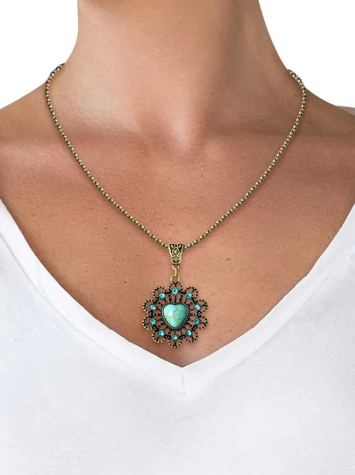 Turquoise Collection Accessories Jessica Simpson Turquoise Stone Ornate Necklace