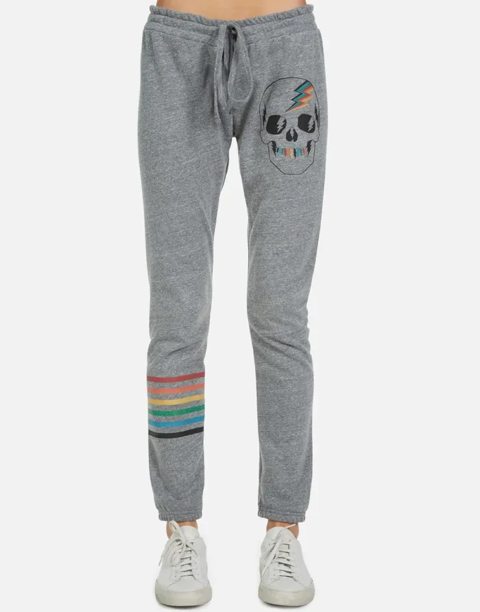 Uri Rainbow Electric Skull Heather Grey Women039s Lauren Moshi Long Sweatpants