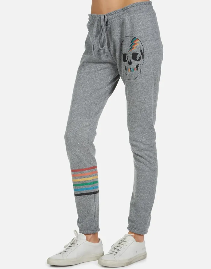 Uri Rainbow Electric Skull Heather Grey Women039s Lauren Moshi Long Sweatpants