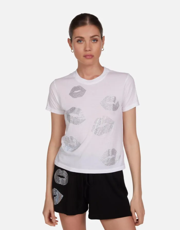 Ursula Crystal Multi Lips White Women039s Lauren Moshi Short Sleeve