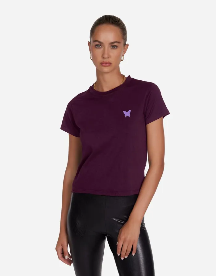 Ursula Ombre Butterfly Happyface Burgundy Women039s Lauren Moshi Short Sleeve