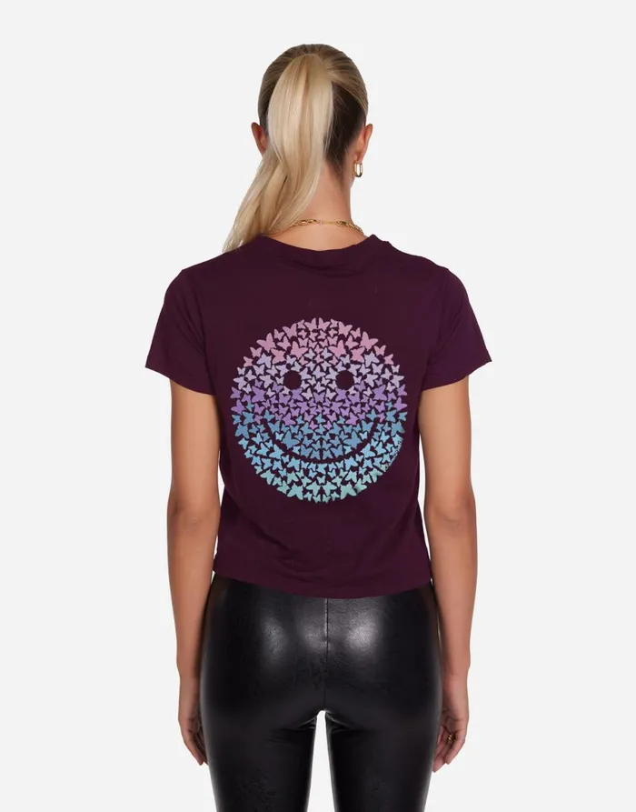 Ursula Ombre Butterfly Happyface Burgundy Women039s Lauren Moshi Short Sleeve