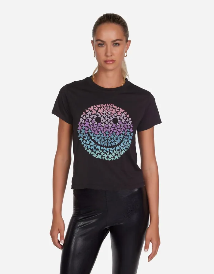 Ursula Ombre Butterfly Happyface Onyx Women039s Lauren Moshi Short Sleeve