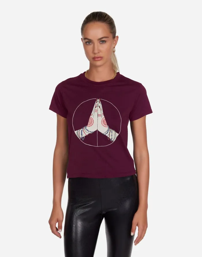 Ursula Peace Love Serenity Berry Wine Women039s Lauren Moshi Short Sleeve