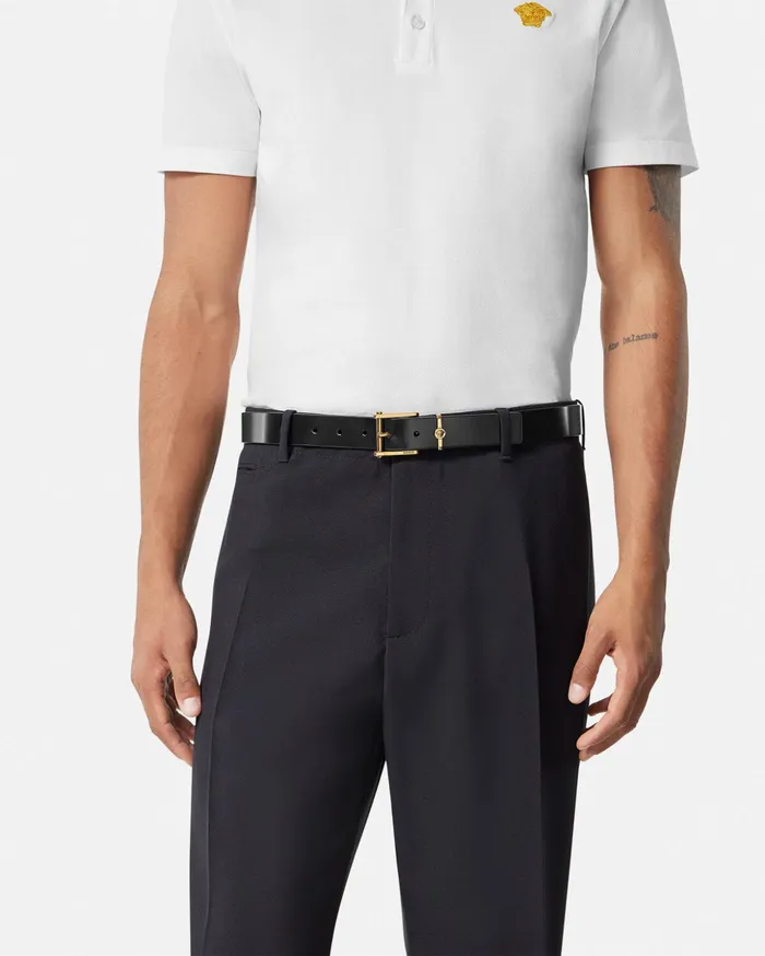 Versace Belts Men Column Leather Belt 3 Cm Blackgold