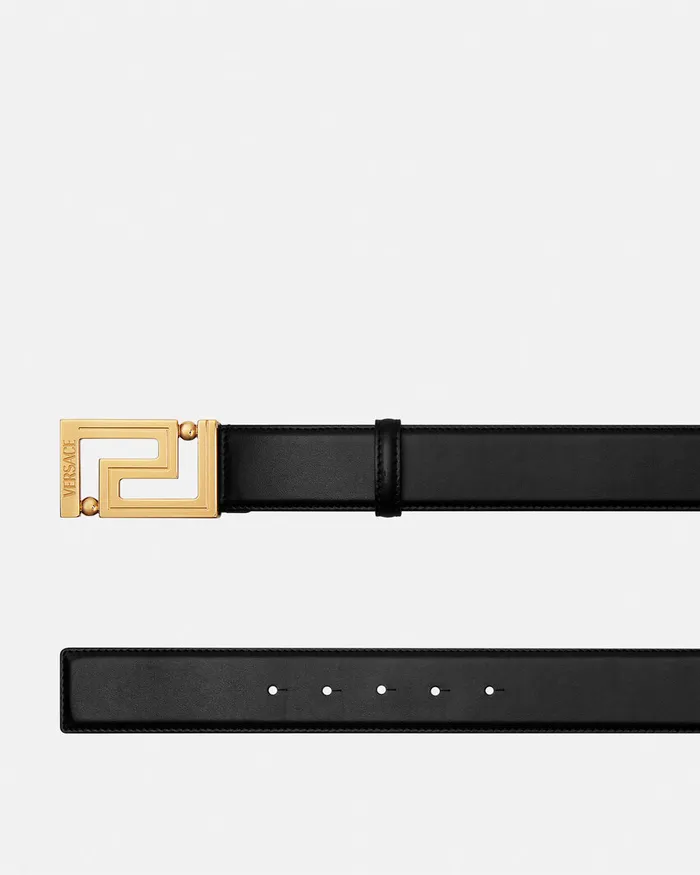 Versace Belts Men Greca Leather Belt 4 Cm Blackgold
