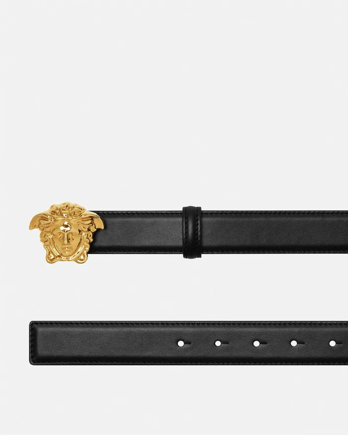 Versace Belts Men La Medusa Leather Belt 3 Cm Black