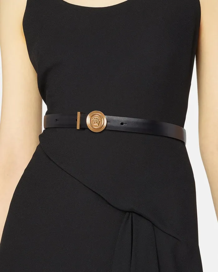 Versace Belts Women Medusa Biggie Leather Belt 2 Cm Blackgold