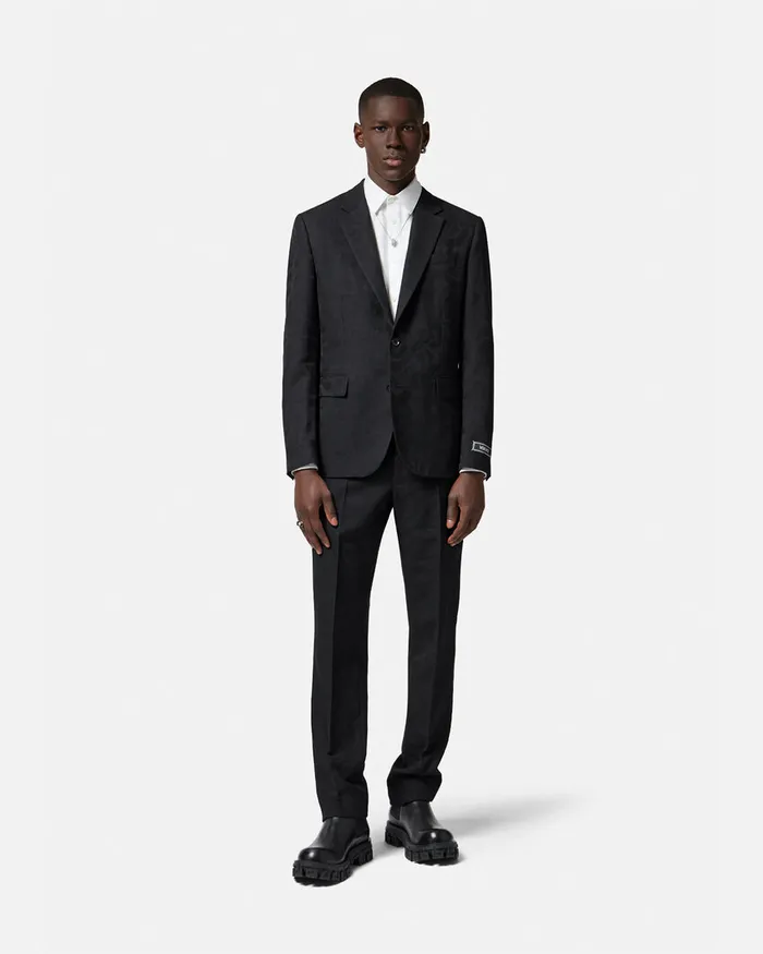 Versace Blazers and Suits Men Barocco Jacquard SingleBreasted Blazer Black