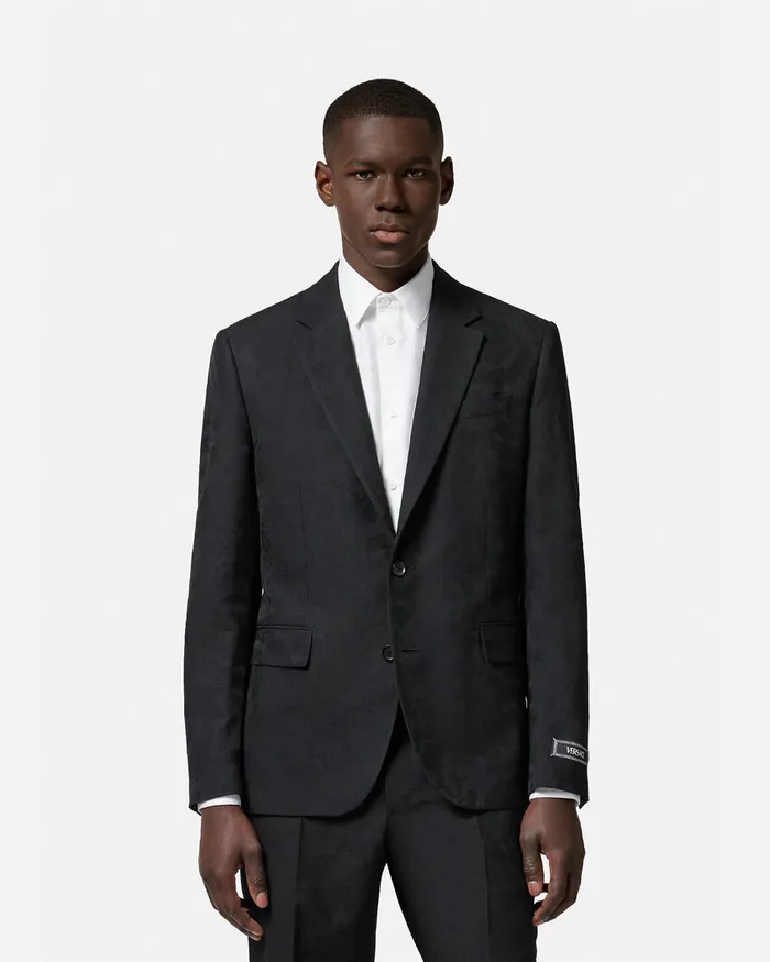 Versace Blazers and Suits Men Barocco Jacquard SingleBreasted Blazer Black