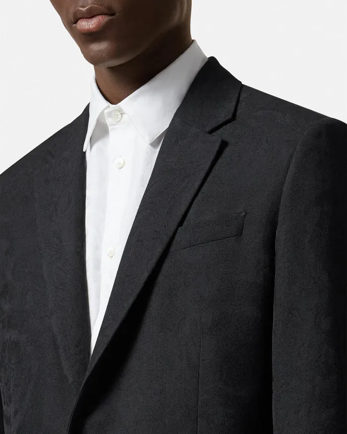 Versace Blazers and Suits Men Barocco Jacquard SingleBreasted Blazer Black