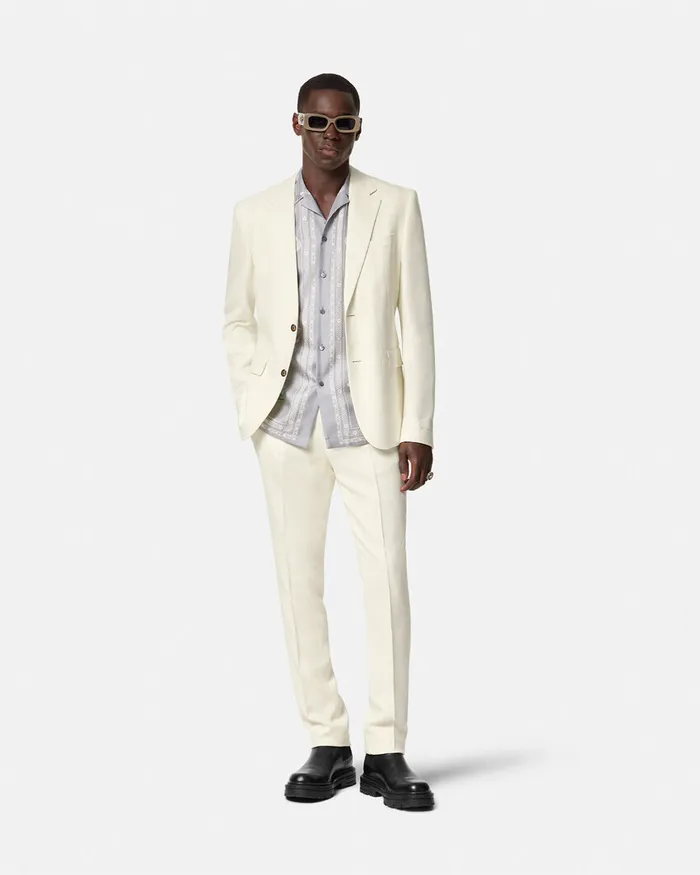 Versace Blazers and Suits Men Barocco Sea SilkBlend Malfil Blazer Blueprint